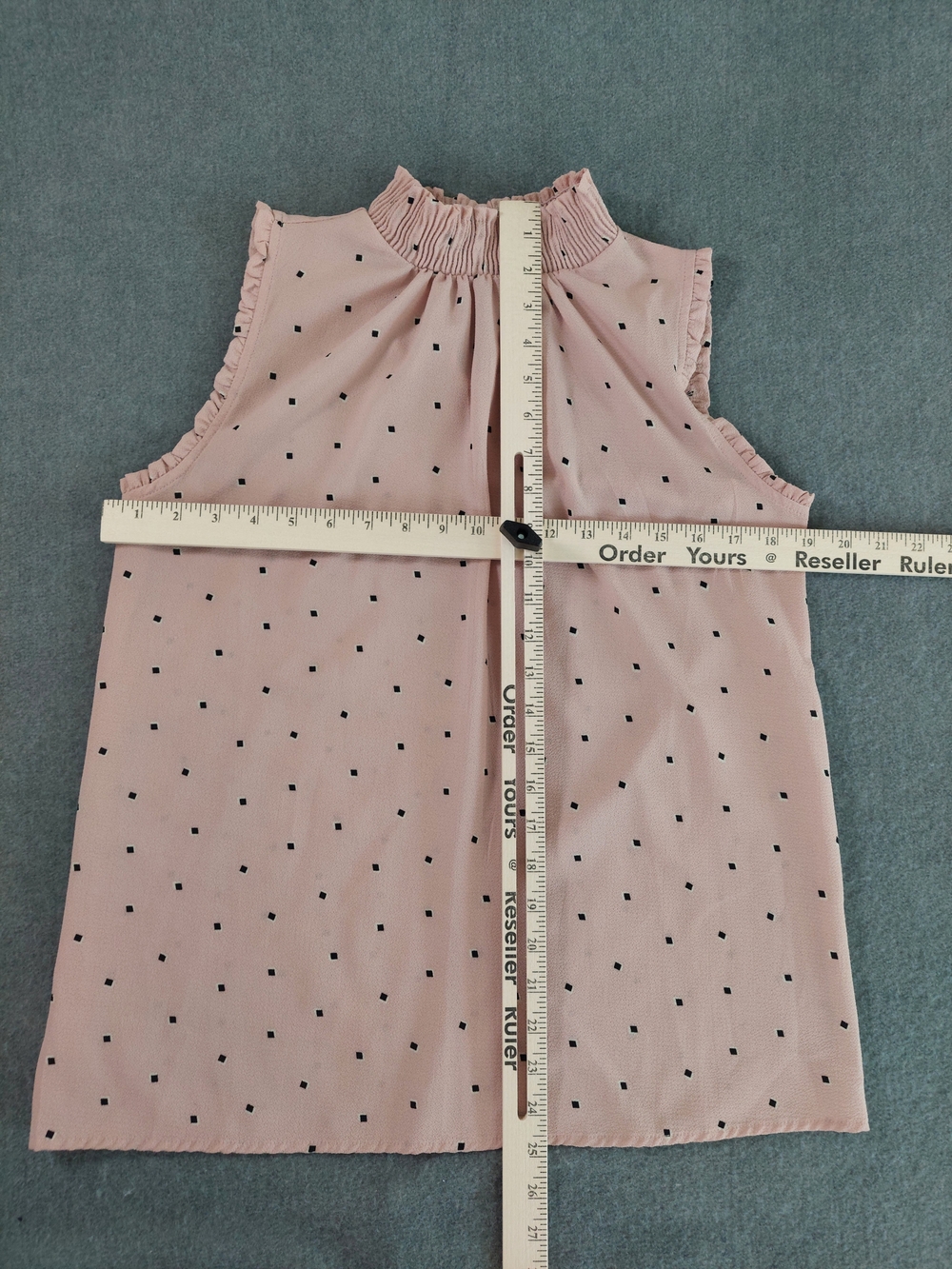 LAVISH Pink Polka Dot Ruffle Mock Neck Sleeveless Blouse Top M - Picture 3 of 5